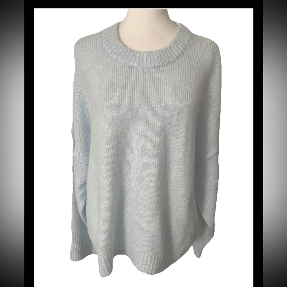 Abercrombie &Fitch Pullover Drop Shoulder Powder Blue Sweater XL  EUC